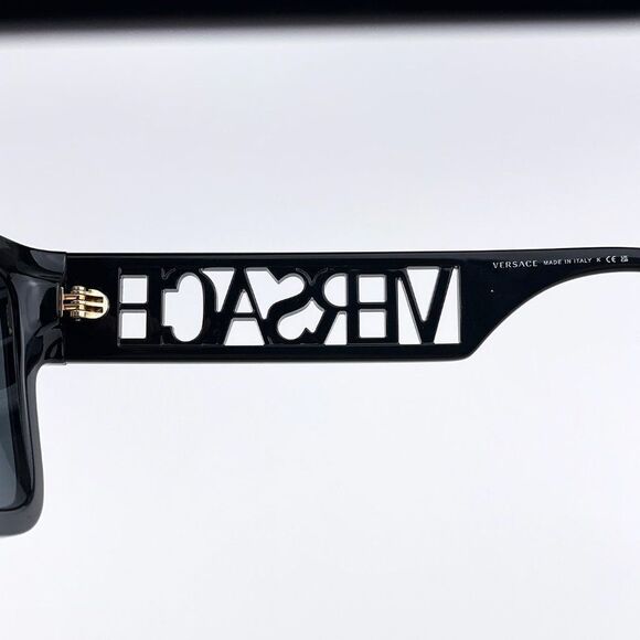 Versace VE4430U GB1/87 BRAND NEW Sunglasses Black Grey Frame Logo Square Unisex main image 4